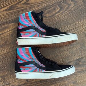 Vans Black, Blue, and Pink High-Top Sneakers